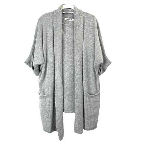 Symphony + Note‎ 100% cashmere twin set cardigan & shell Size M grey lagenlook - Picture 1 of 16